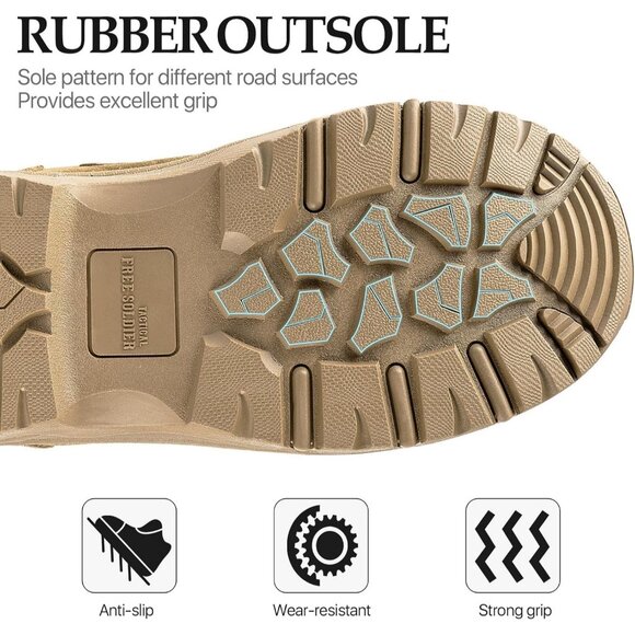 ⚡ Men's Dark Tan Combat Suede Leather Lightweight Military Work Desert Boot - Picture 4 of 8